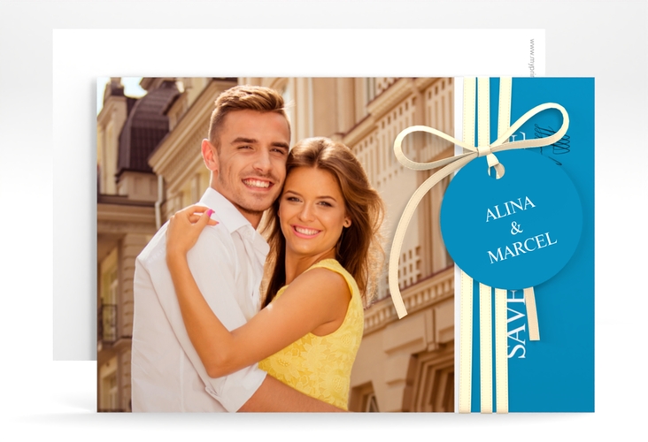 Save the Date-Karte Classic A6 Karte quer blau