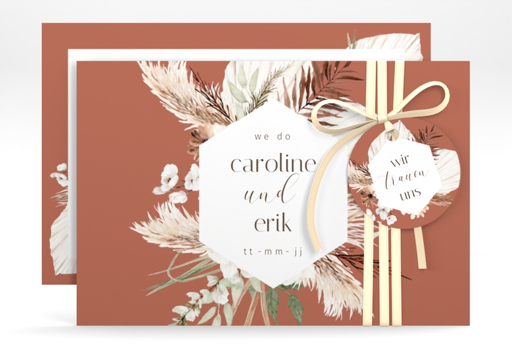 Save the Date-Karte Bohemian A6 Karte quer orange