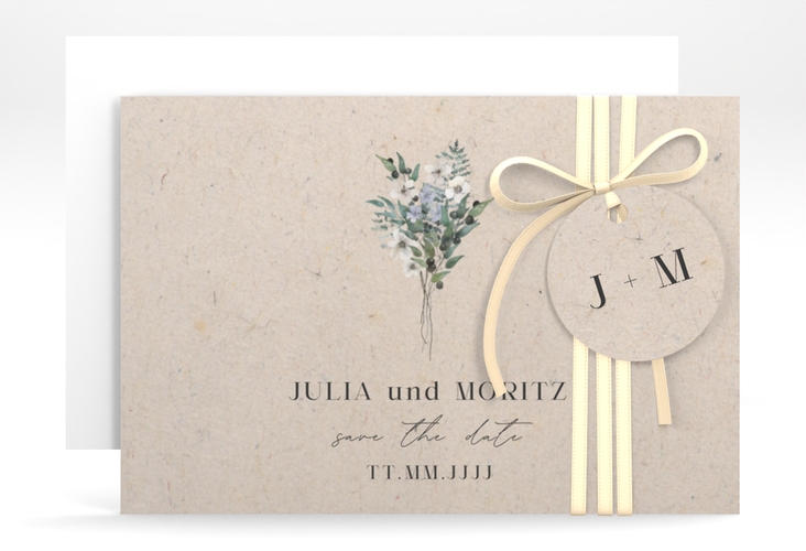 Save the Date-Karte Sträußchen A6 Karte quer mit kleinem Blumenbouquet im Nostalgie-Design