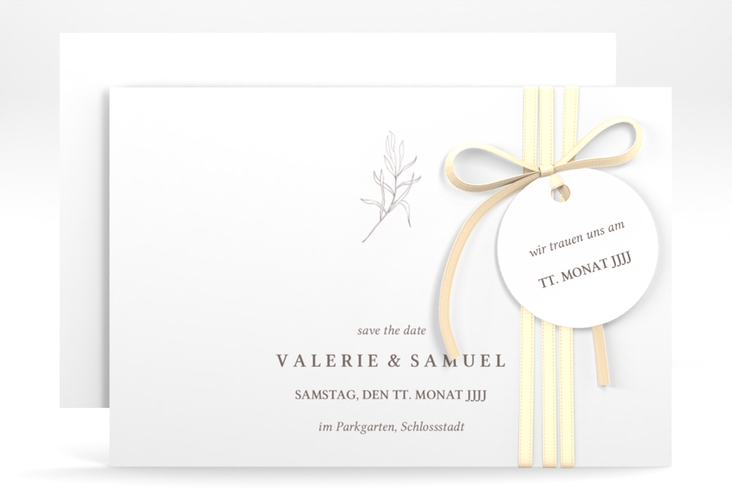 Save the Date-Karte Ivy A6 Karte quer minimalistisch mit kleiner botanischer Illustration