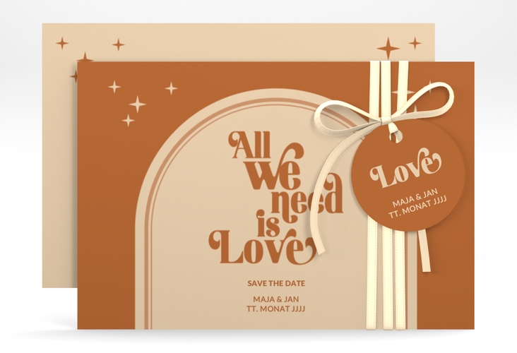 Save the Date-Karte Groovy A6 Karte quer beige