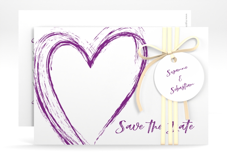 Save the Date-Karte Liebe A6 Karte quer lila