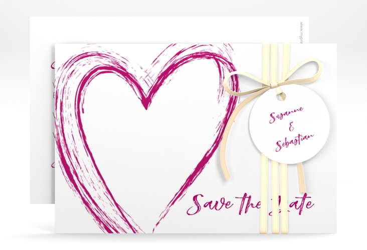 Save the Date-Karte Liebe A6 Karte quer pink