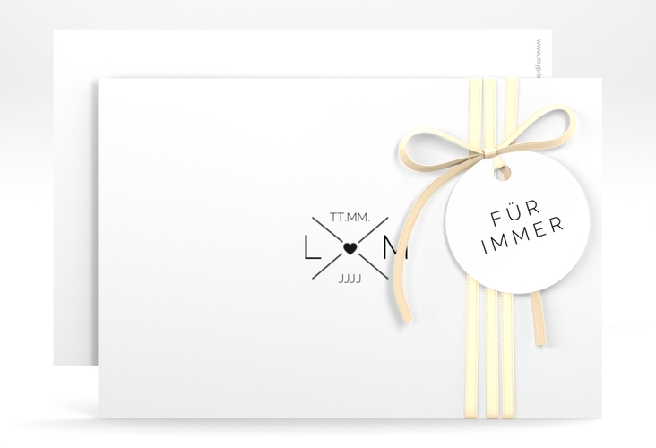 Save the Date-Karte Initials A6 Karte quer hochglanz mit Initialen im minimalistischen Design