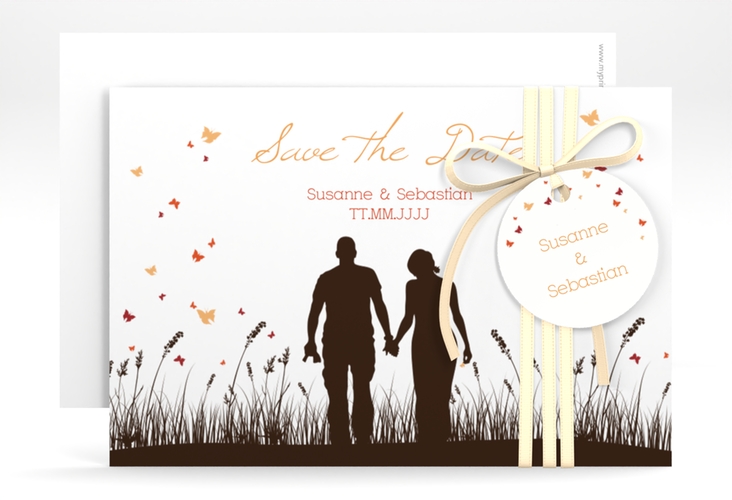 Save the Date-Karte Hochzeit Rouen A6 Karte quer braun