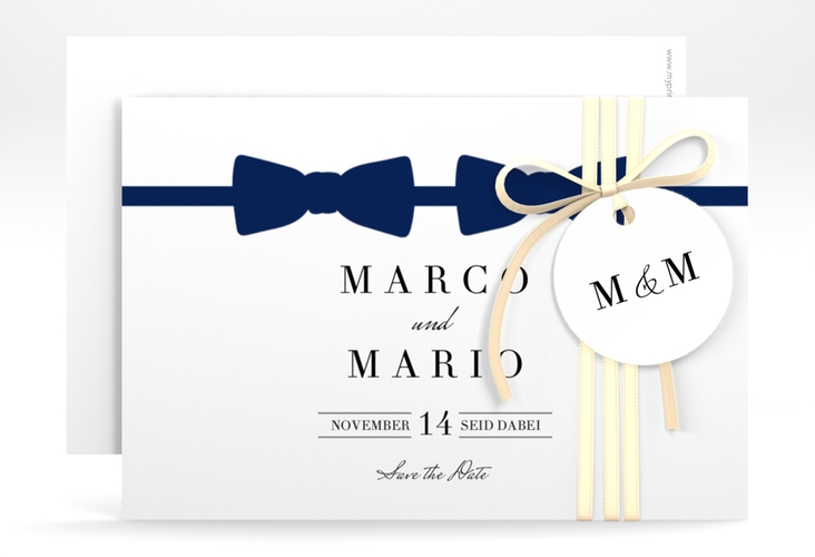 Save the Date-Karte Suits A6 Karte quer blau