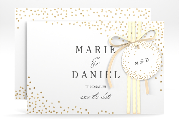 Save the Date-Karte Glitter A6 Karte quer weiss