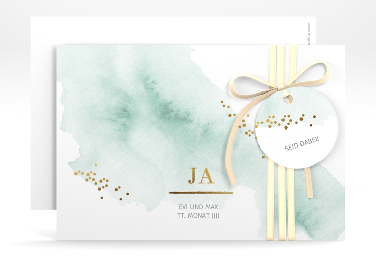 Save the Date-Karte Pastell A6 Karte quer mint hochglanz