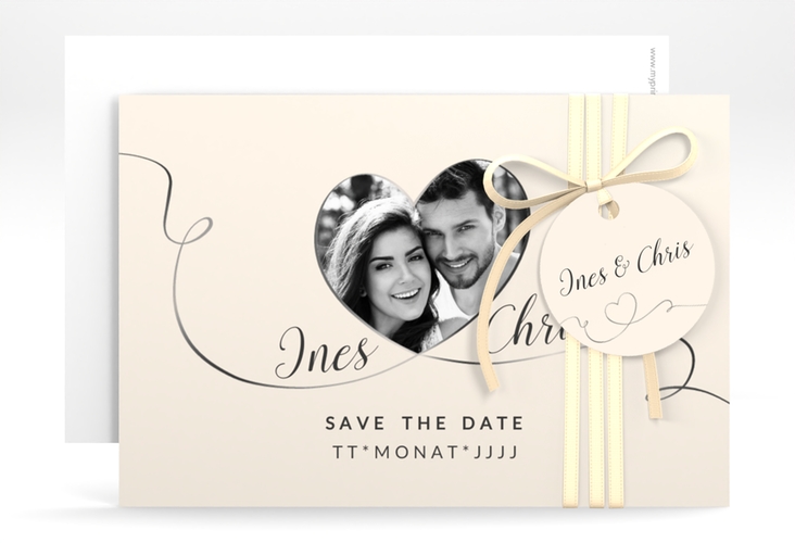 Save the Date-Karte Hochzeit Dolce A6 Karte quer beige