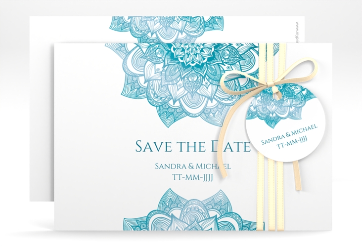 Save the Date-Karte Hochzeit Delight A6 Karte quer tuerkis