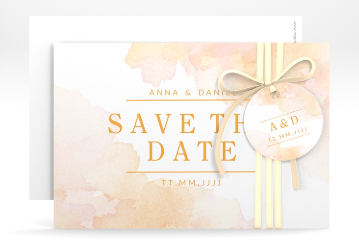 Save the Date-Karte Blush A6 Karte quer orange