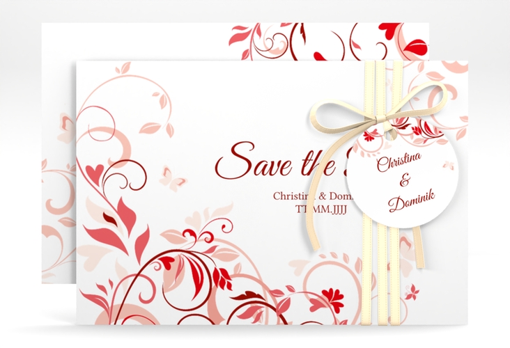 Save the Date-Karte Lilly A6 Karte quer rot