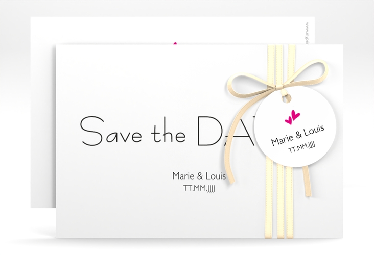 Save the Date-Karte Hochzeit Twohearts A6 Karte quer pink