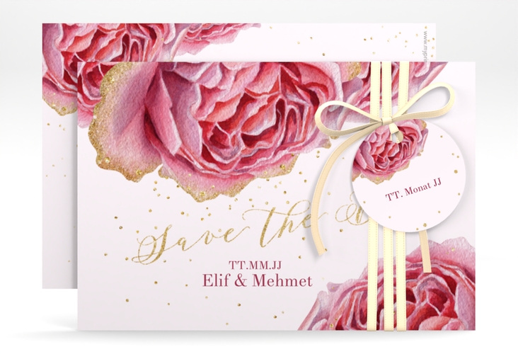 Save the Date-Karte Cherie A6 Karte quer gold hochglanz