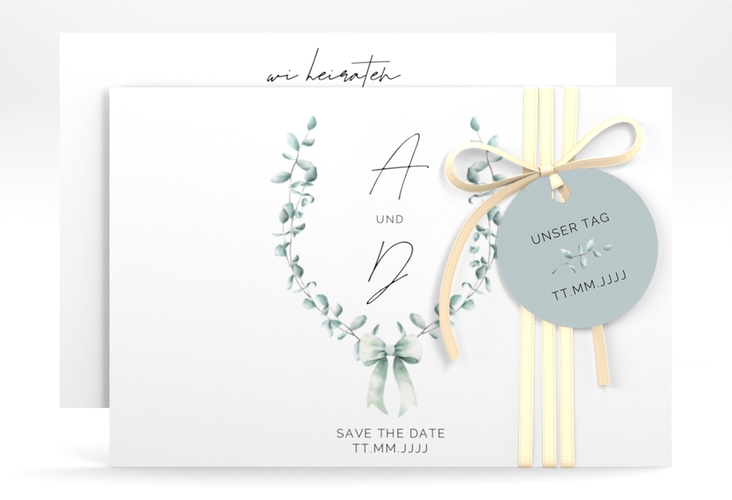 Save the Date-Karte Eucalypt Bow A6 Karte quer