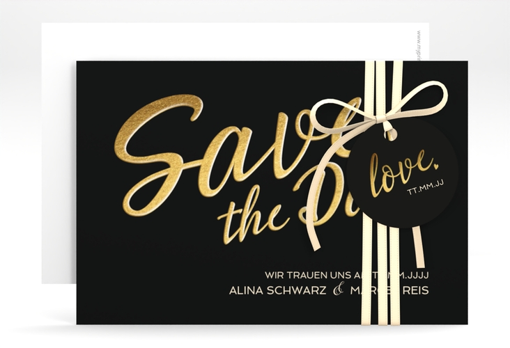 Save the Date-Karte Glam A6 Karte quer schwarz