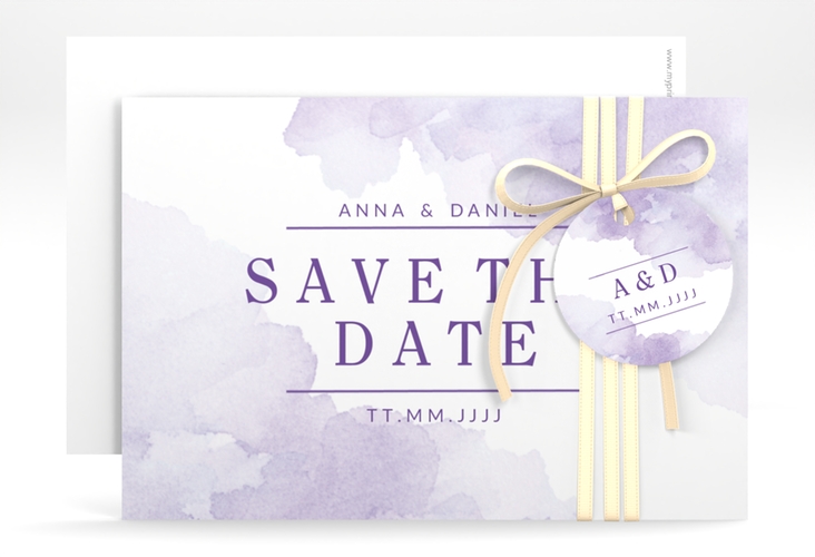 Save the Date-Karte Blush A6 Karte quer lila