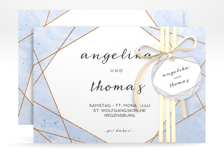 Save the Date-Karte Asymmetry A6 Karte quer blau