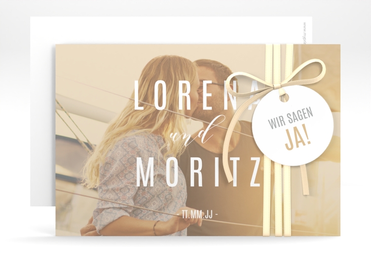 Save the Date-Karte Memory A6 Karte quer beige hochglanz