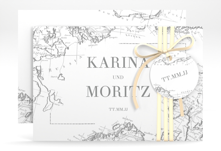 Save the Date-Karte Voyage A6 Karte quer grau