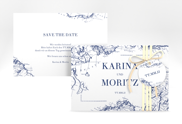 Save the Date-Karte Voyage A6 Karte quer blau