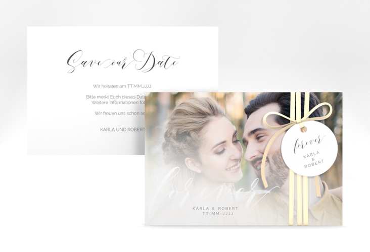 Save the Date-Karte Promise A6 Karte quer weiss hochglanz