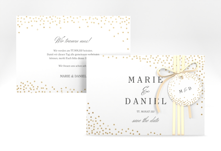 Save the Date-Karte Glitter A6 Karte quer weiss