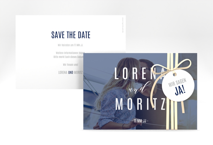 Save the Date-Karte Memory A6 Karte quer blau hochglanz