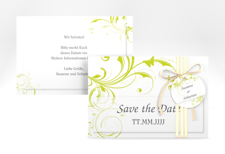 Save the Date-Karte Hochzeit Palma A6 Karte quer gruen