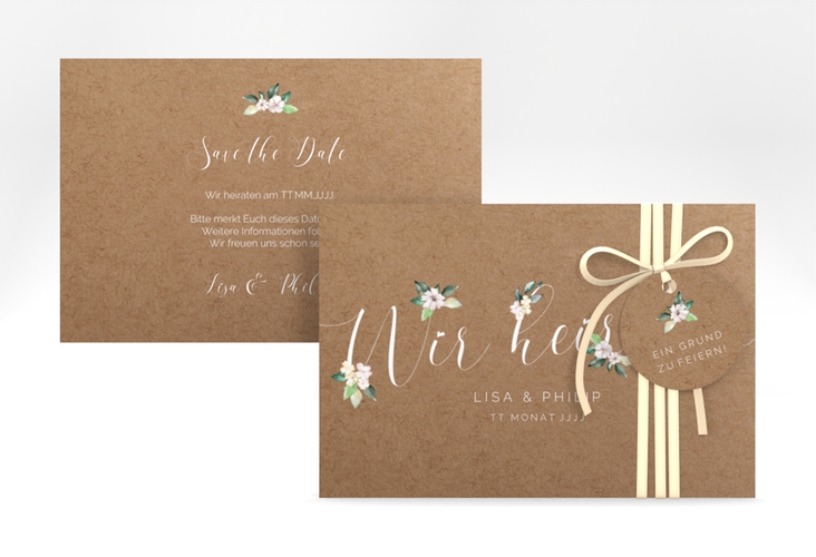 Save the Date-Karte Inlove A6 Karte quer Kraftpapier