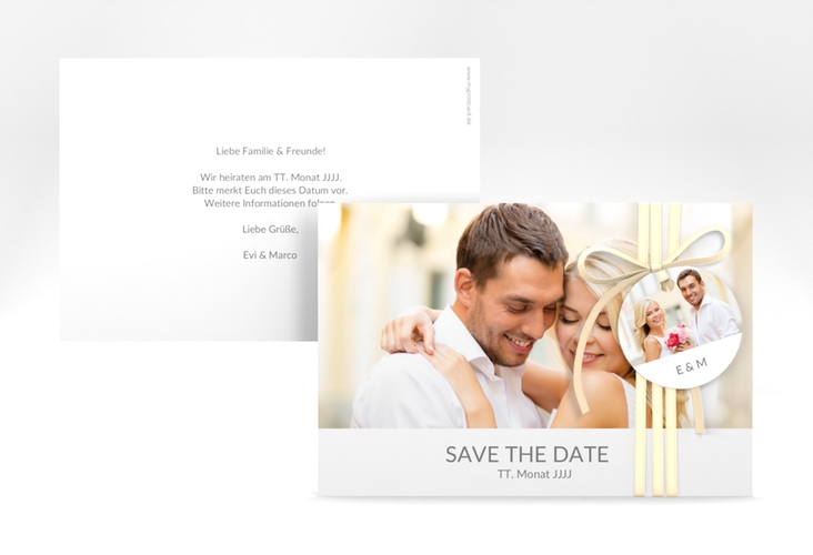 Save the Date-Karte Hochzeit Vista A6 Karte quer weiss hochglanz