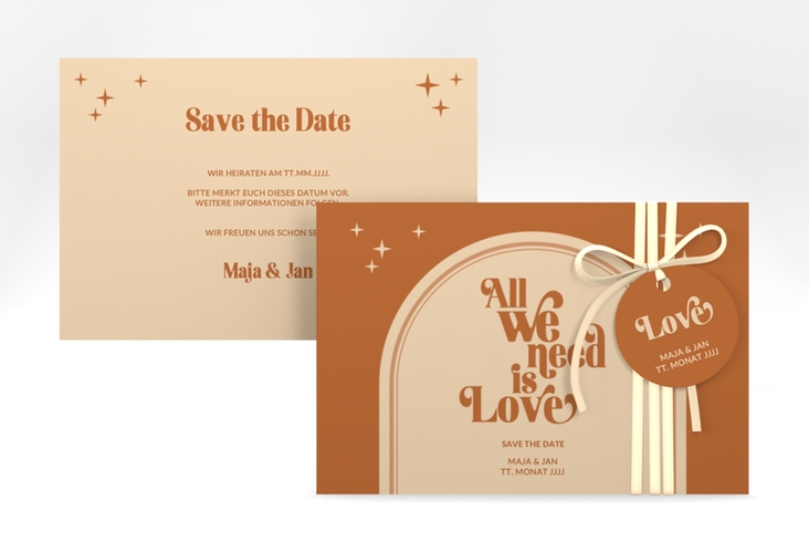 Save the Date-Karte Groovy A6 Karte quer beige