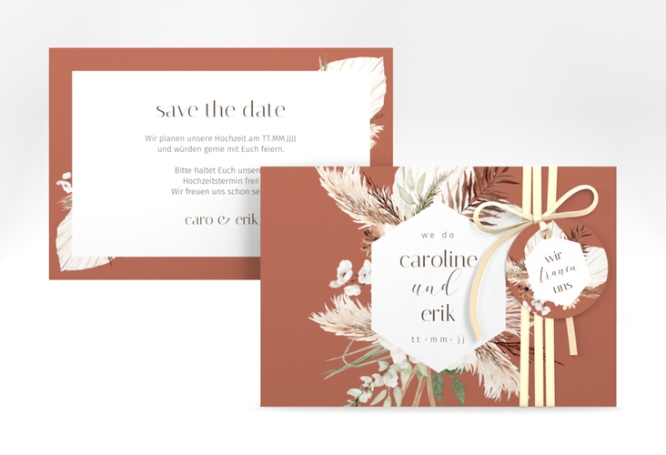 Save the Date-Karte Bohemian A6 Karte quer orange