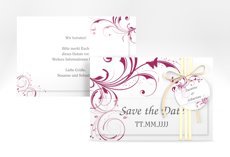 Save the Date-Karte Hochzeit Palma A6 Karte quer pink