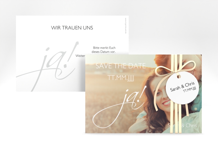 Save the Date-Karte Hochzeit Clarity A6 Karte quer weiss