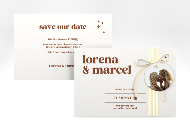 Save the Date-Karte Retro A6 Karte quer weiss