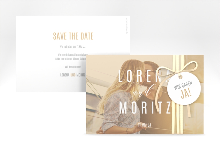 Save the Date-Karte Memory A6 Karte quer beige hochglanz