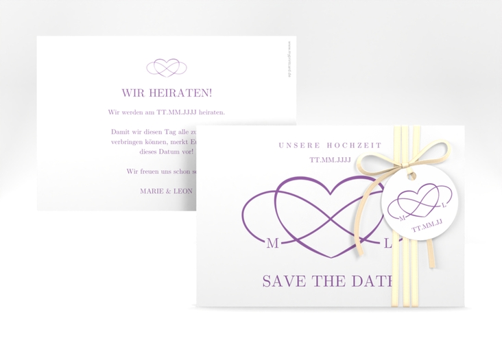 Save the Date-Karte Infinity A6 Karte quer lila hochglanz