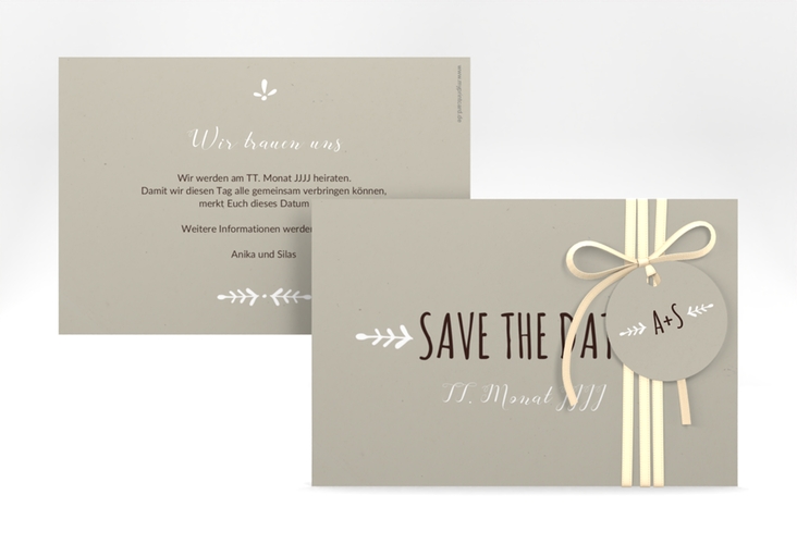 Save the Date-Karte Hochzeit Eden A6 Karte quer weiss hochglanz