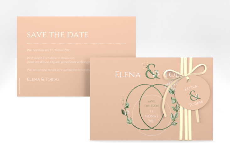 Save the Date-Karte Peach A6 Karte quer hochglanz