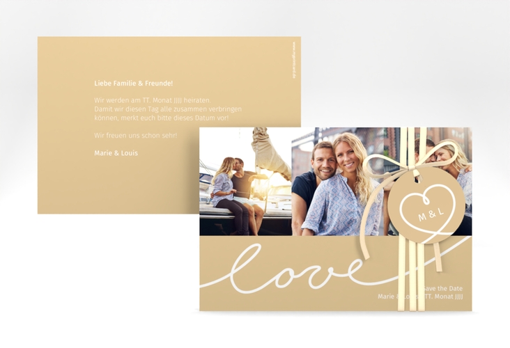 Save the Date-Karte Hochzeit Line A6 Karte quer beige