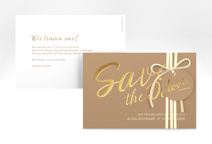 Save the Date-Karte Glam A6 Karte quer beige