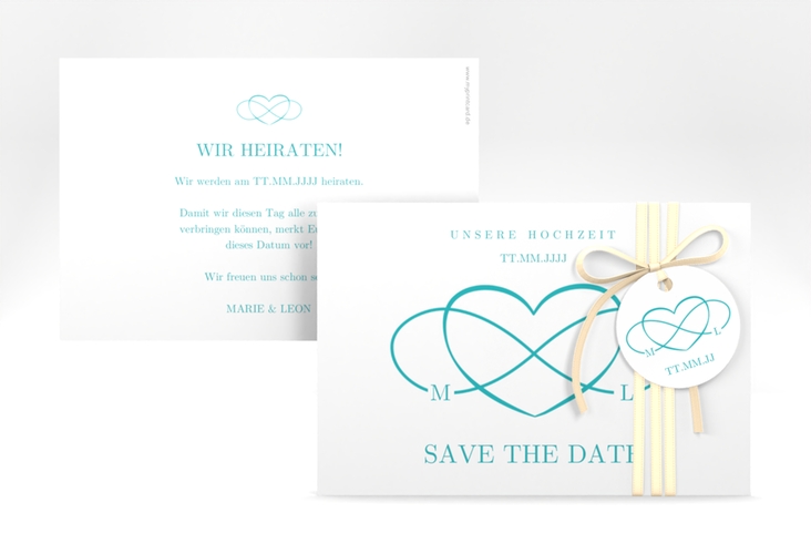 Save the Date-Karte Infinity A6 Karte quer tuerkis