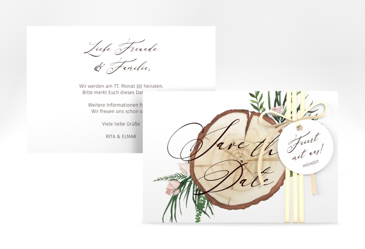 Save the Date-Karte Woodland A6 Karte quer weiss