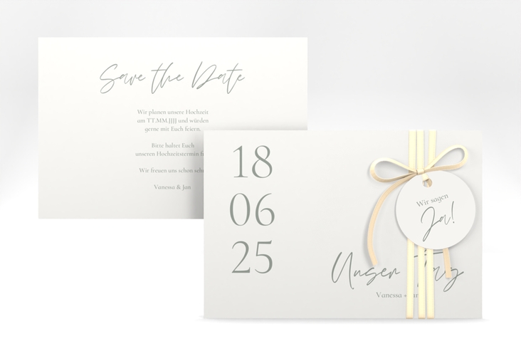 Save the Date-Karte Day A6 Karte quer weiss hochglanz mit Datum im minimalistischen Design