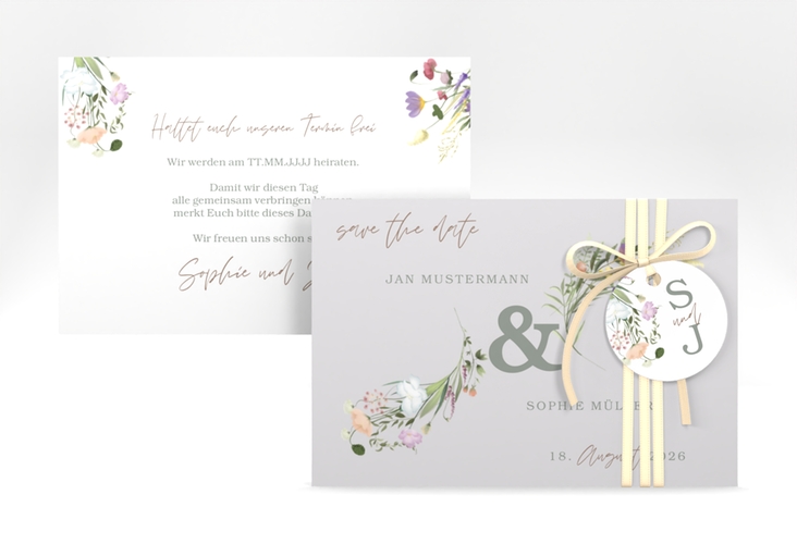 Save the Date-Karte Wildblumen Bouquet A6 Karte quer hochglanz