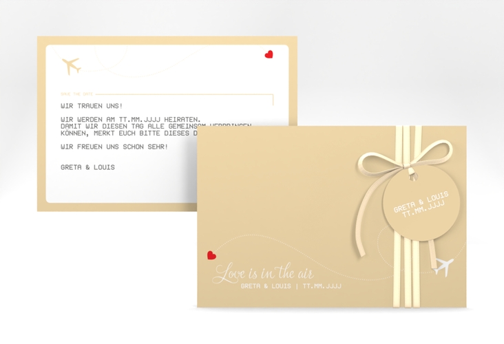 Save the Date-Karte Weddingpass A6 Karte quer beige