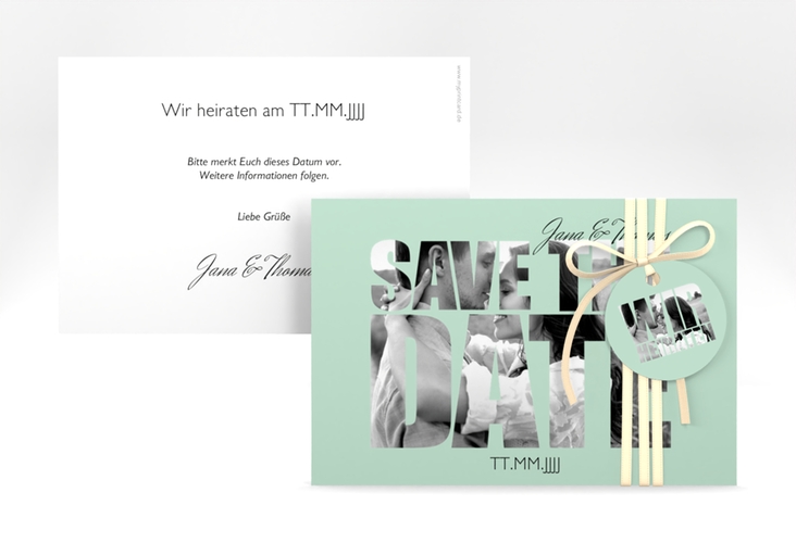 Save the Date-Karte Hochzeit Letters A6 Karte quer mint