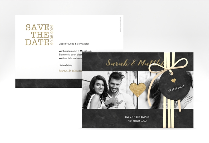 Save the Date-Karte Sparkly A6 Karte quer gold