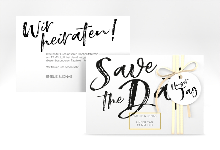 Save the Date-Karte Words A6 Karte quer weiss hochglanz